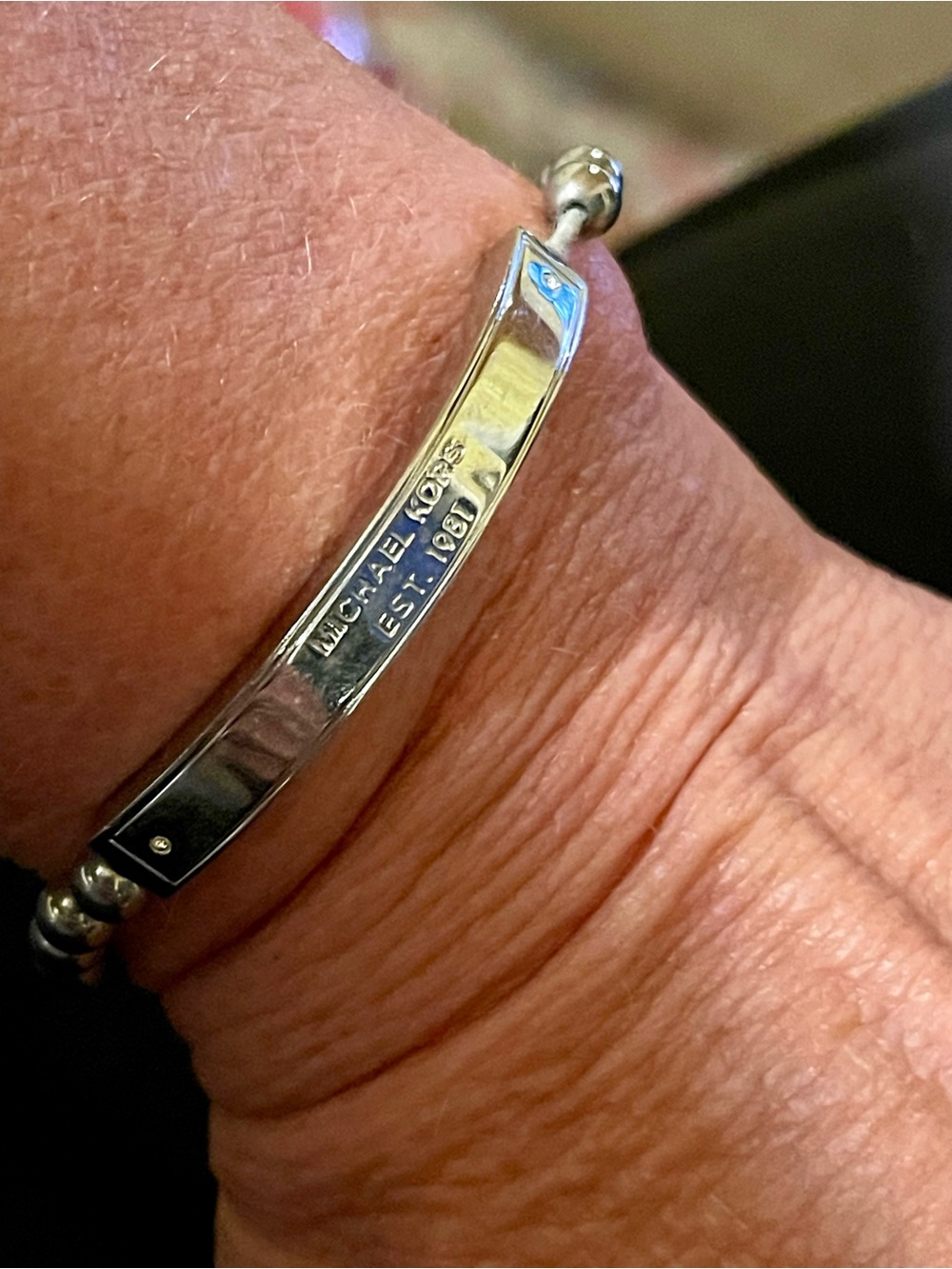 Michael Kors Silver-Tone ID Bead Bracelet